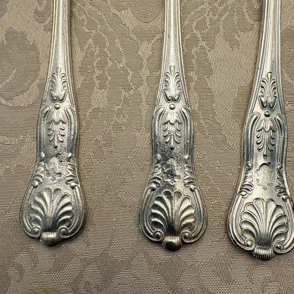 WWII US Navy Officer's Mess Silverplate Flatware 6pc Kings Design USN 1940s